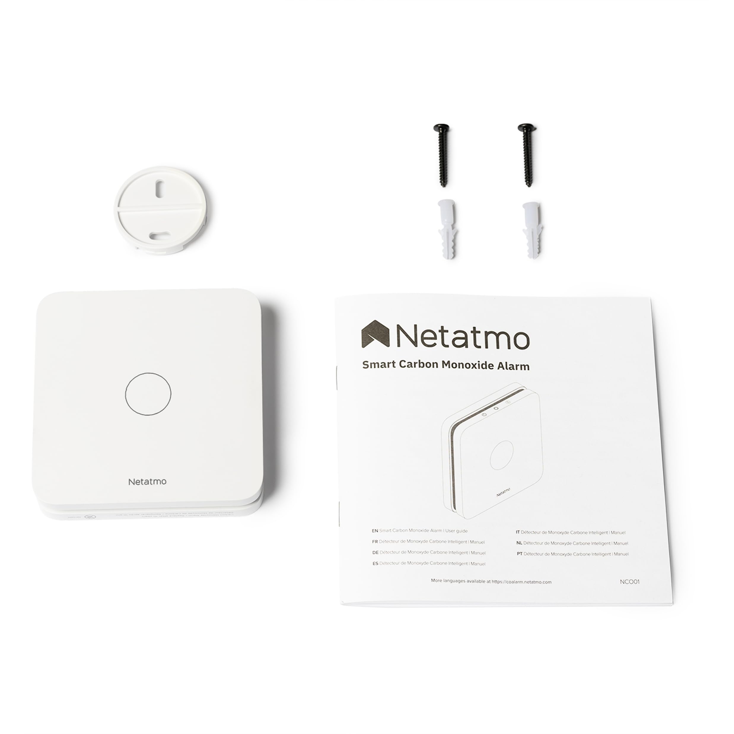 Netatmo - Smarter Kohlenmonoxidmelder, WLAN, 10-Jahres-Batterie, 85 dB Alarm, Selbsttest-Funktion, kein Smart-Home-System nötig, Zertifizierungen EN 50291 und NF, NCO-DE