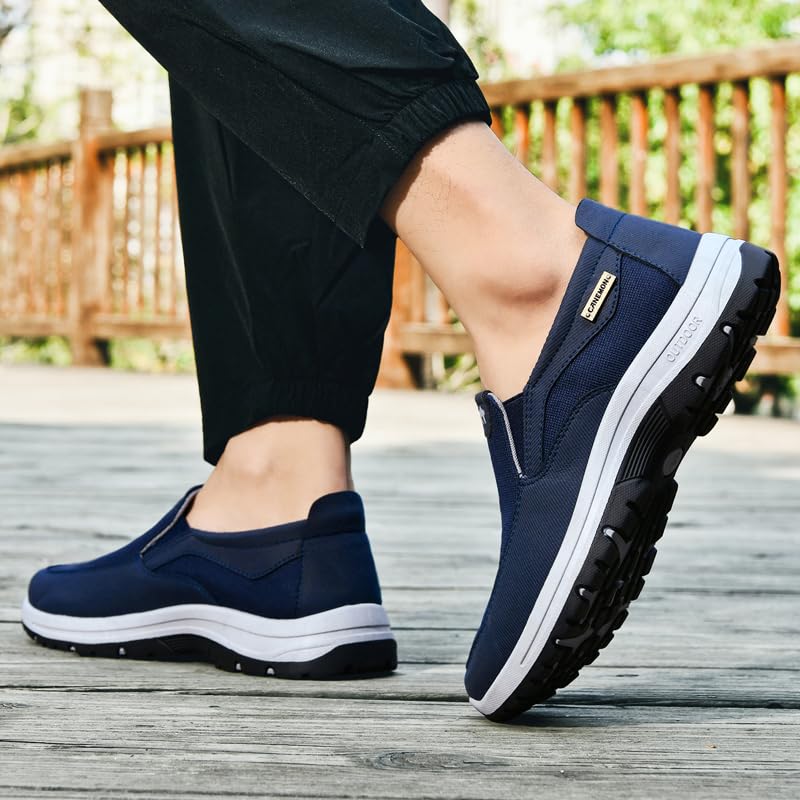 Men's Breathable Casual Slip-on Walking Shoes Comfortable Lightweight Non-Slip Canvas Hiking Shoes4