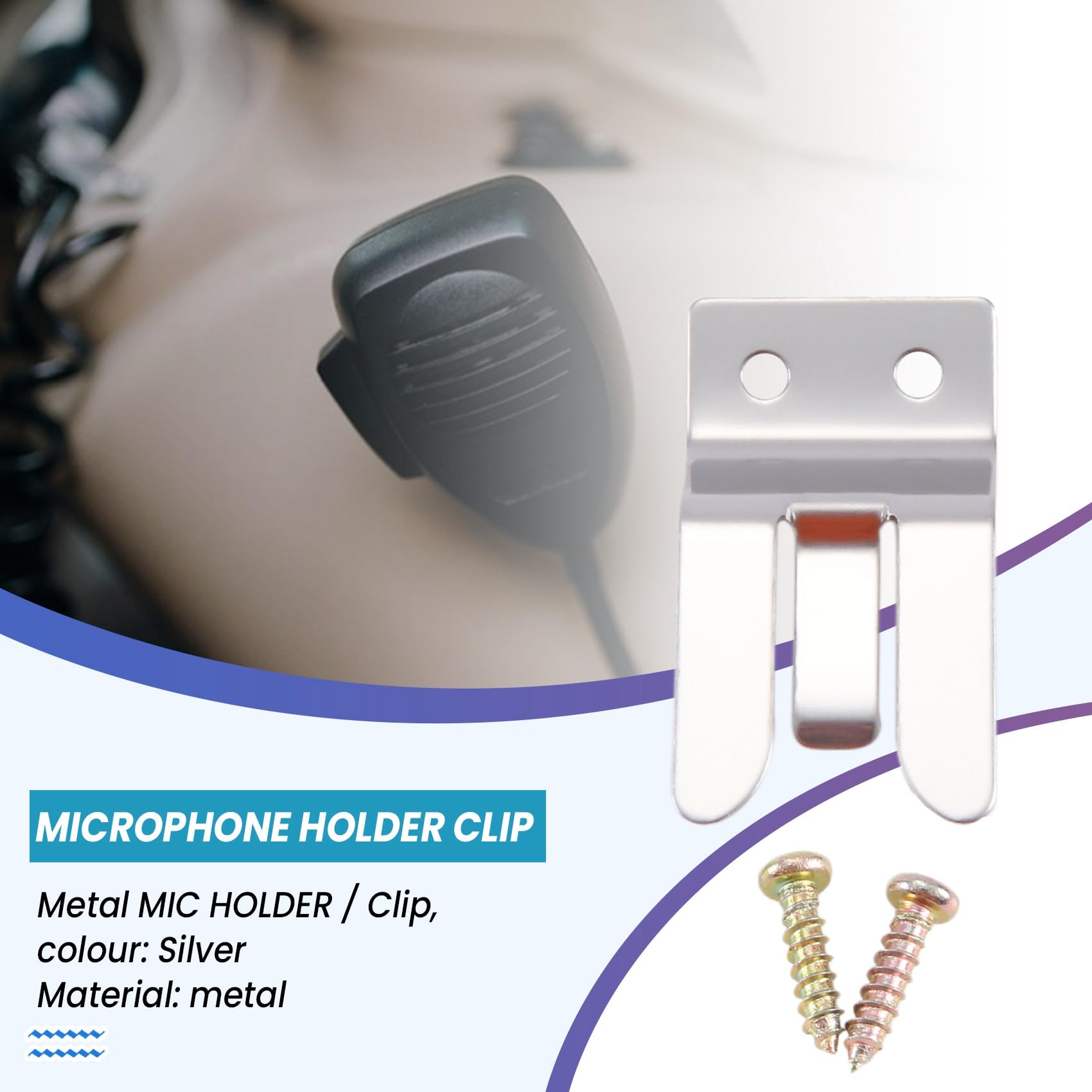 Mic-Supporto/Clip in Metallo - Vite per Radio CB/Ham - MH2