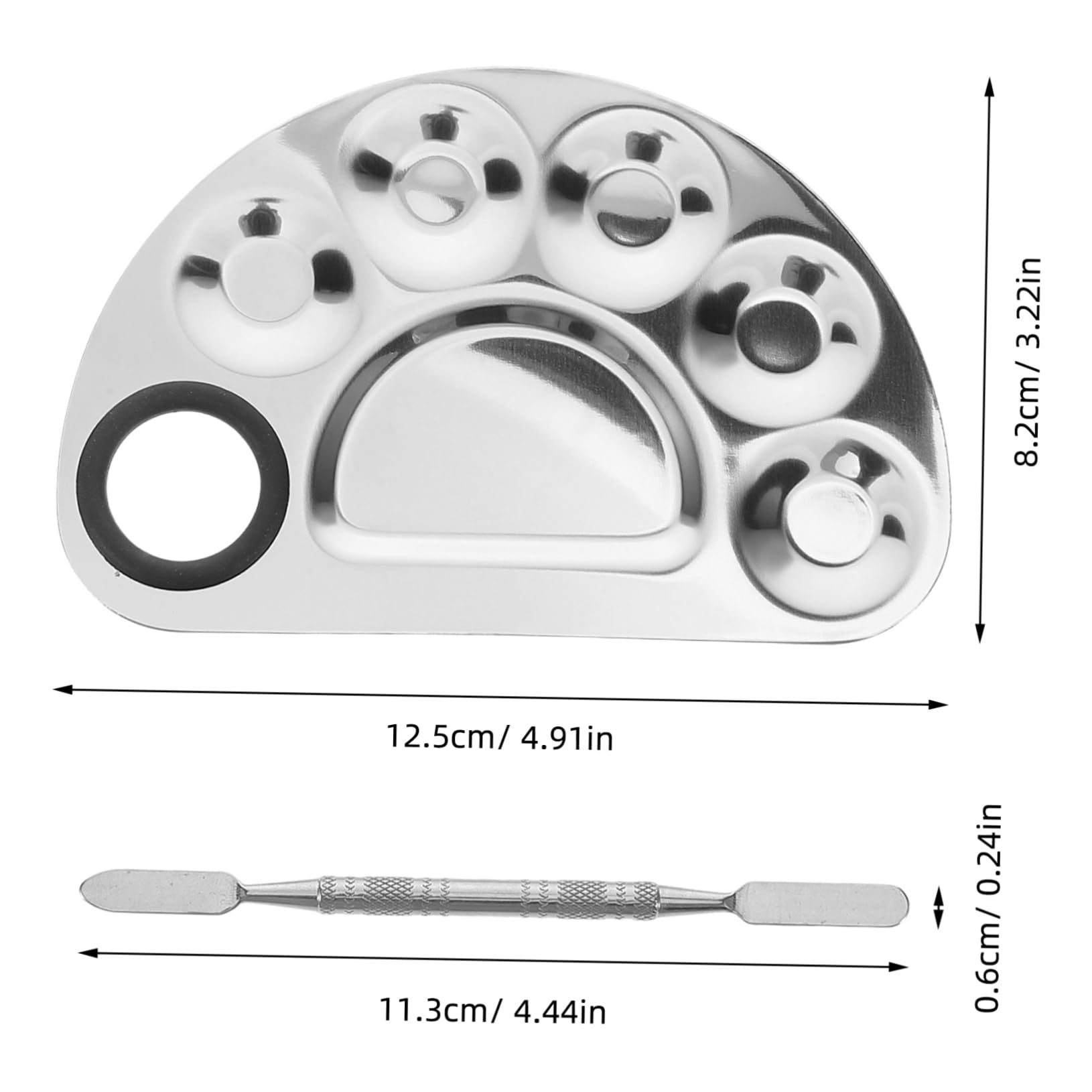 Healeved Makeup Mixing Tray Stainless Steel Palette Spatula for Smooth Blending and Travel-friendly Nail Art