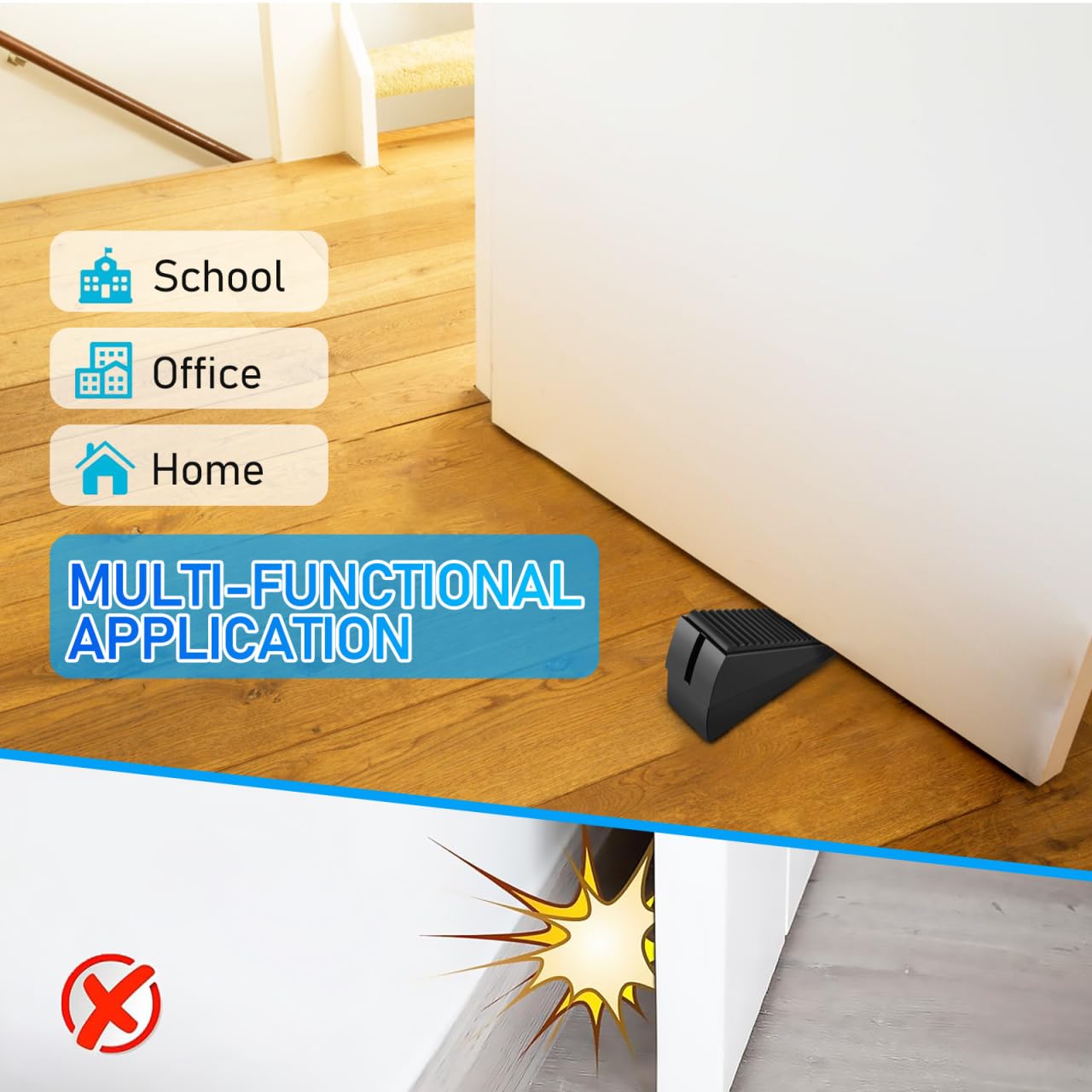 iplusmile Heavy Duty Door Wedge, 8cm Extra Tall Large Rubber Door Stop with Metal Handle - Image 3