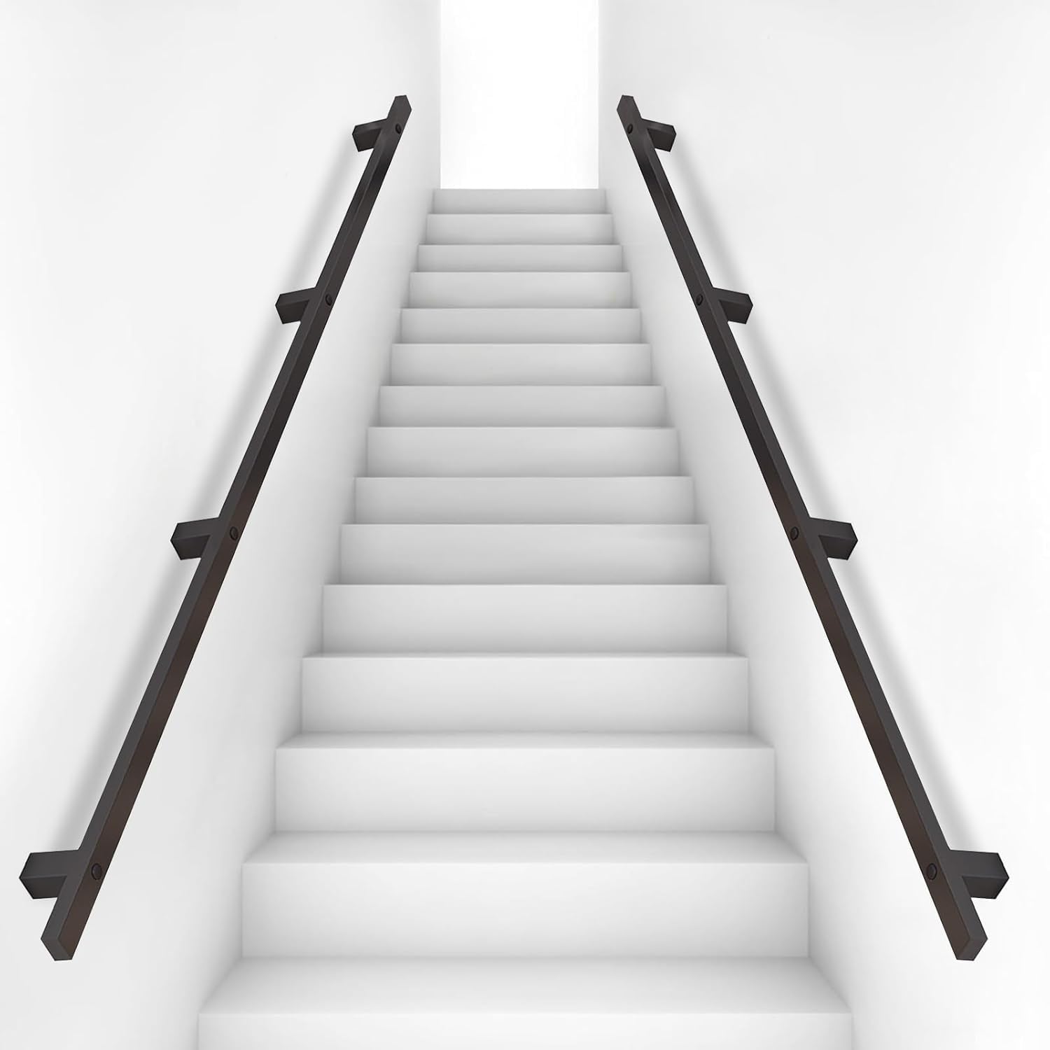 Main courante noire 100 cm avec connecteurs pour escalier intérieur et extérieur