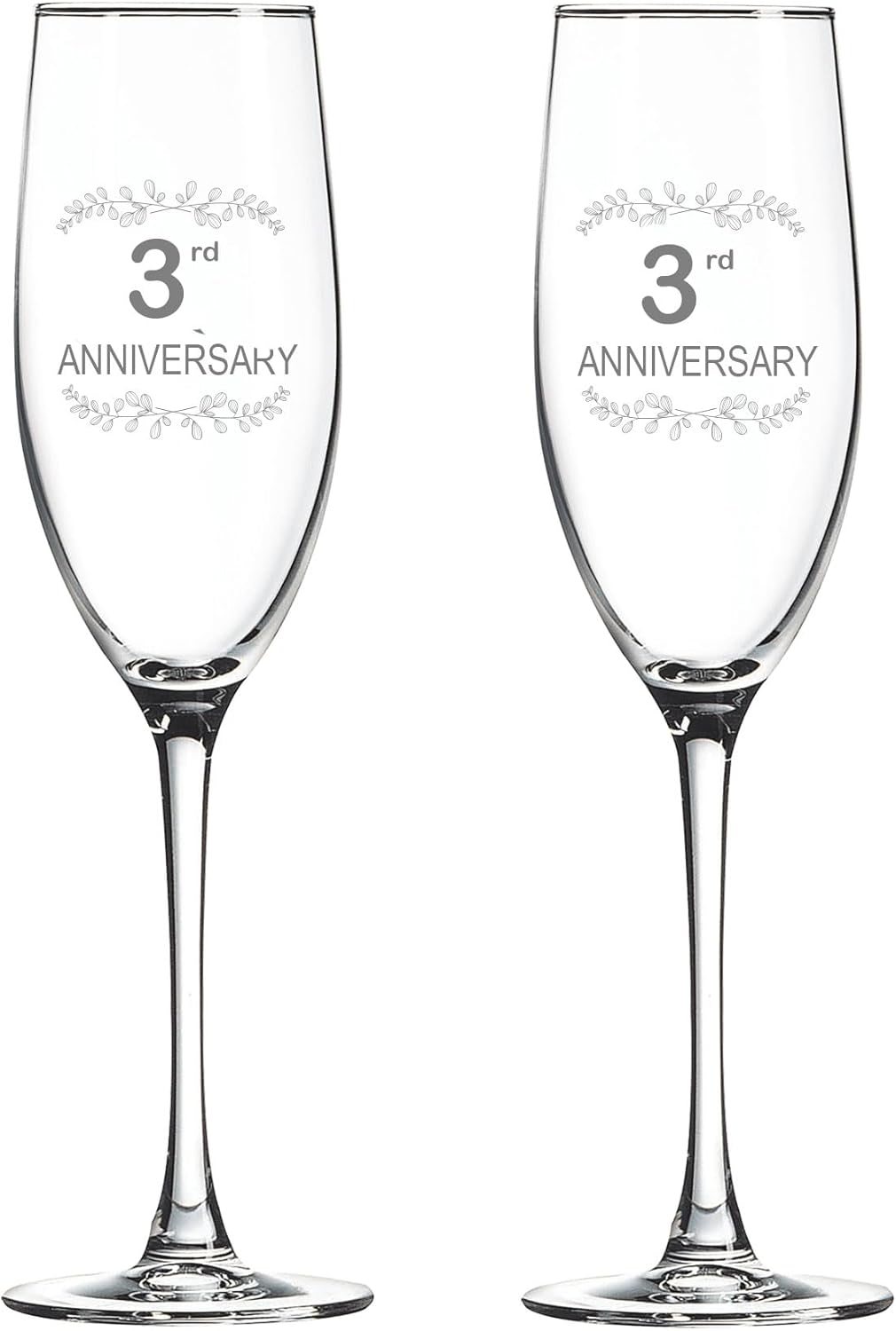 Set of 2, Wedding Anniversary Glasses, 60th Wedding Anniversary 8 Oz Laser Engraved Clear Custom Crafted Elegant Champagne Flute Premium Glass Crystal