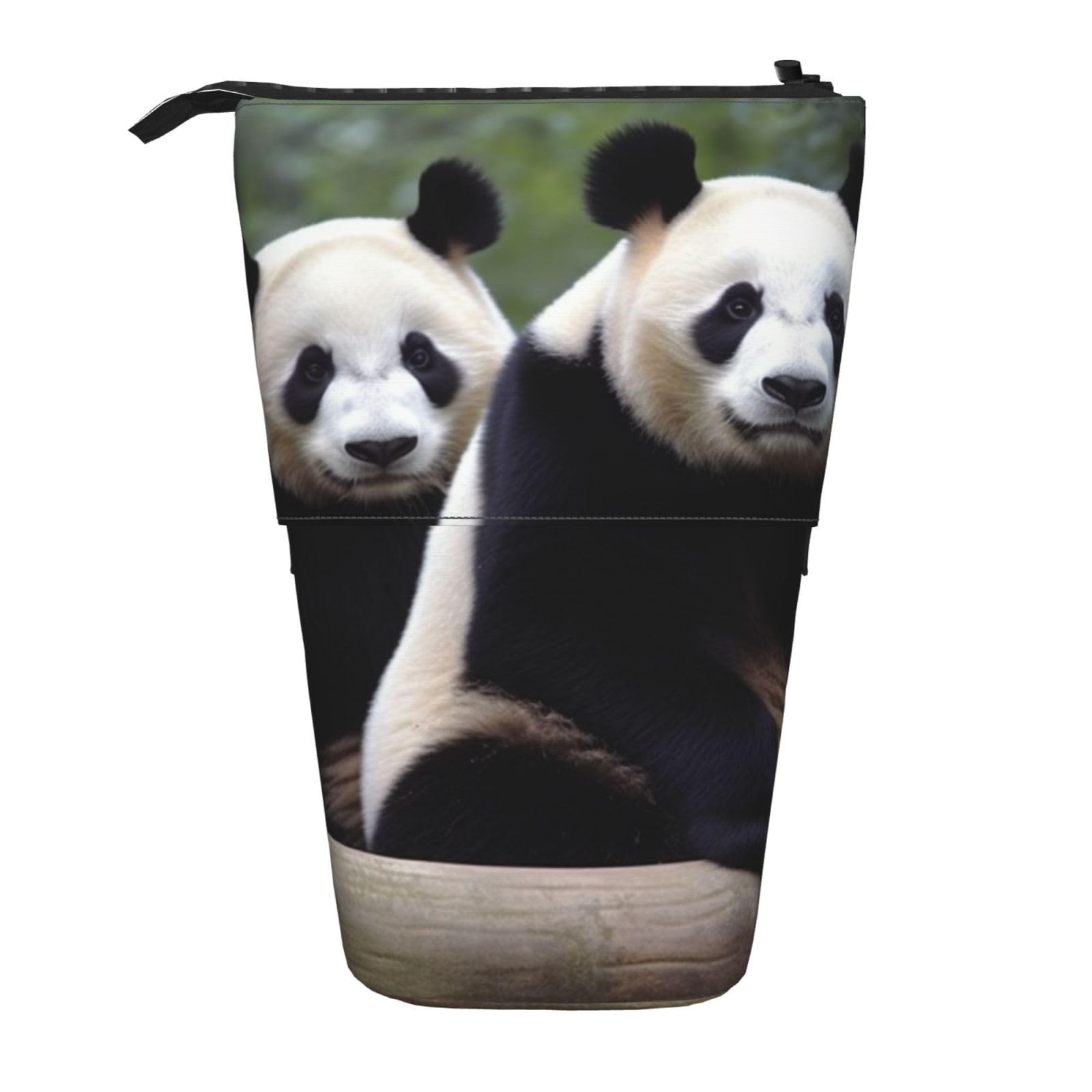 Estuche telescópico para lápices, estuche de papelería, bonito panda de pie, organizador de lápices, bolsa retráctil para lápices