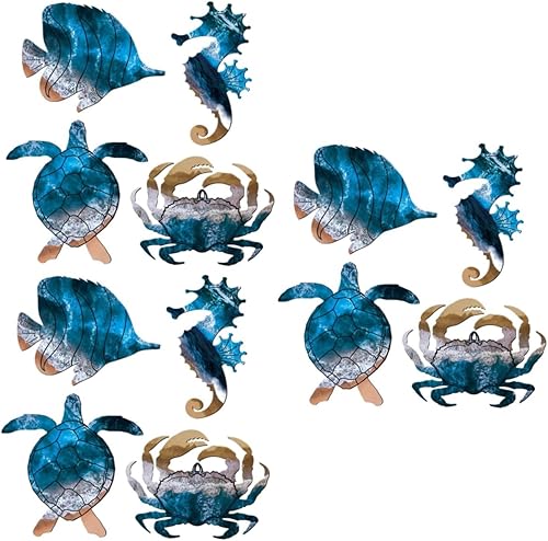 BESPORTBLE 3 juegos de decoración de pared de vida marina para el hogar, decoración de metal al aire libre, decoración de pared para el hogar,