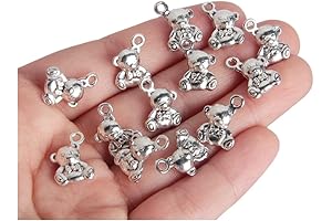 Wixine 100Pcs 15 x 10mm Antique Silver Plating TeddyBear Charm for DIY Jewelry