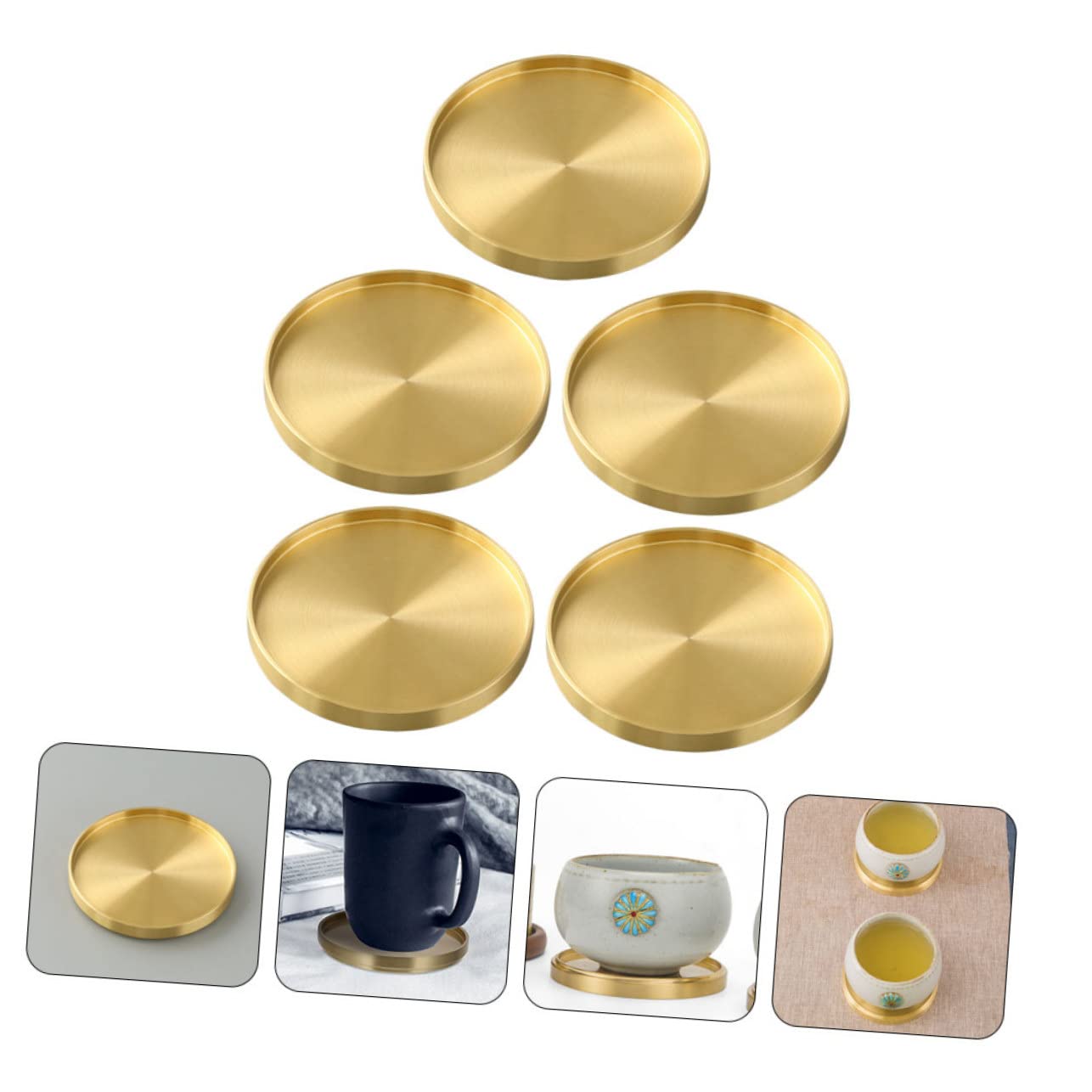 5 Stück Kaffeeuntersetzer aus Messing und Kupfer, Weihnachten Geschenkideen