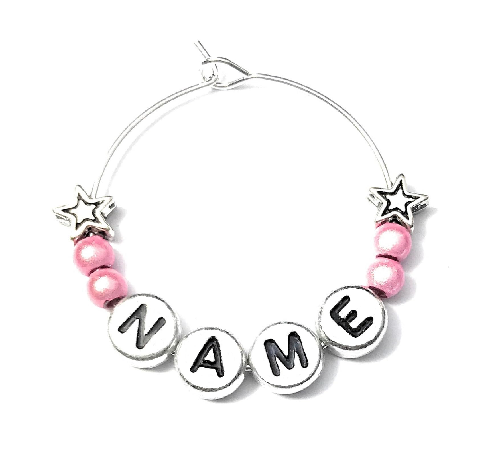 Libby's Market Place Multicolour Personalized Name Wine Glass Charm With Stars On A Gift Card