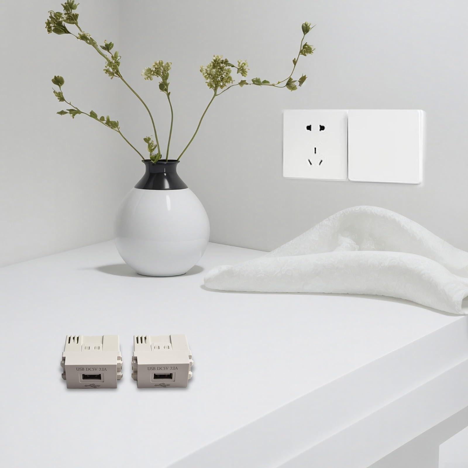 Module Alimentation USB EasyByMall - Prise 220V Vers USB 5V/2.1A - Pour Panneau Charge - 2 Pièces