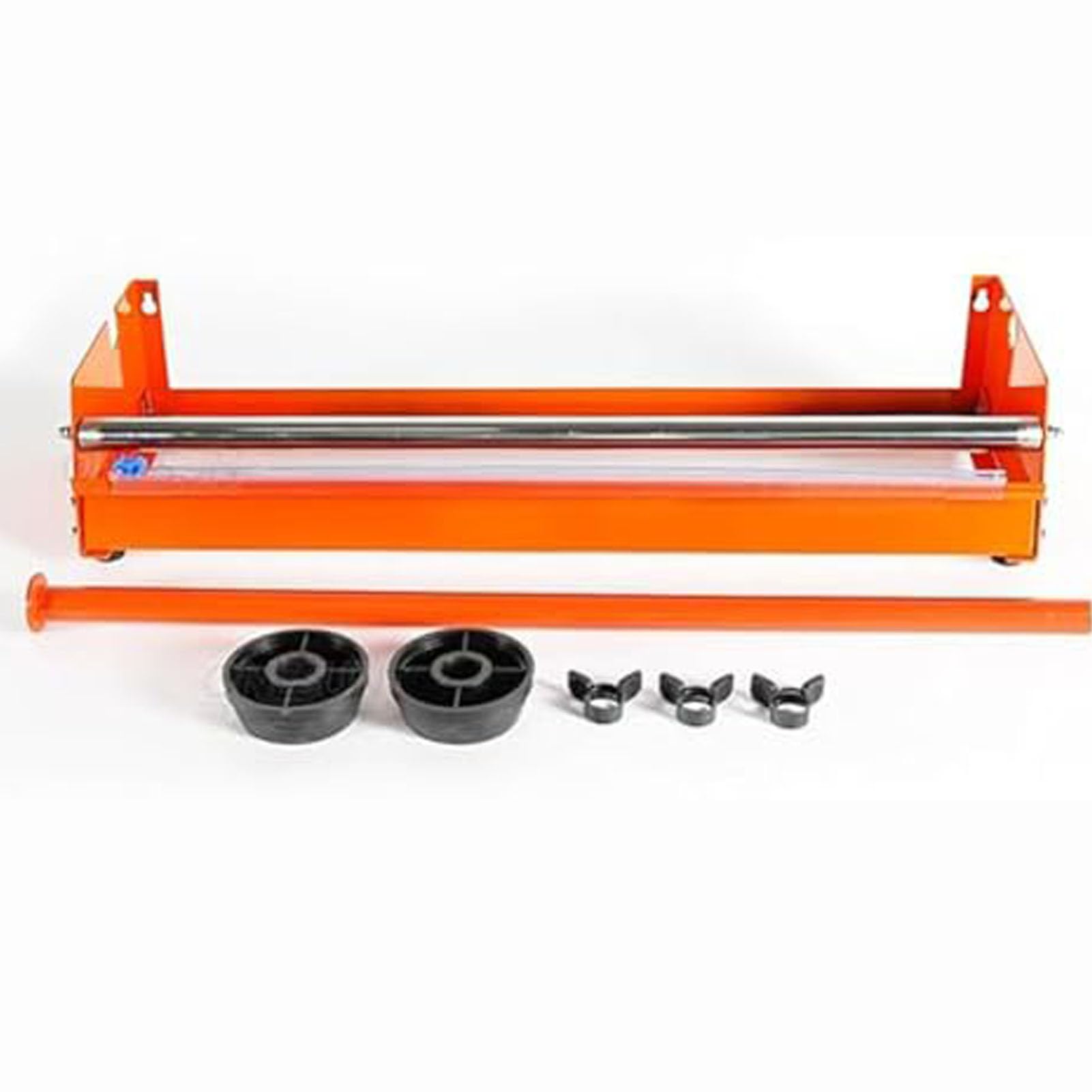Industrielles Stretchfolie-Verpackungsgerät – Orange Edelstahl-Tischwickler für Supermarkt, Lebensmittel & Obst