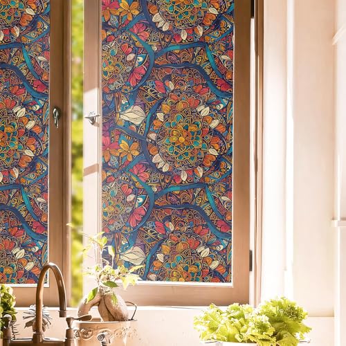 Vinilo decorativo Boho Mandala colorido 15.7"x118"