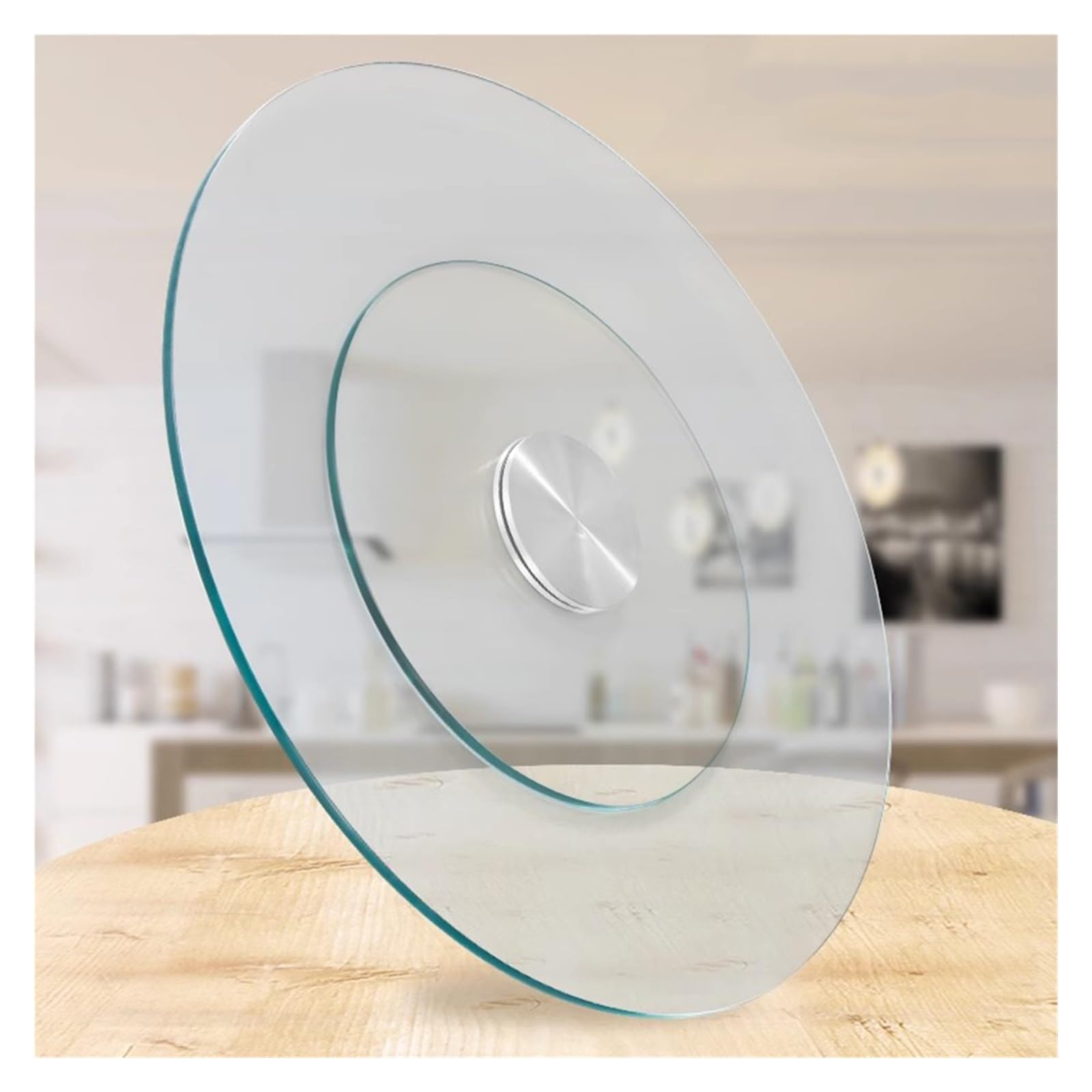 Lazy Susan - Vassoio rotondo da 60 cm, in vetro temperato, girevole, con cuscinetti silenziosi, perfetto per tavolo da pranzo e intrattenimento, elegante e funzionale