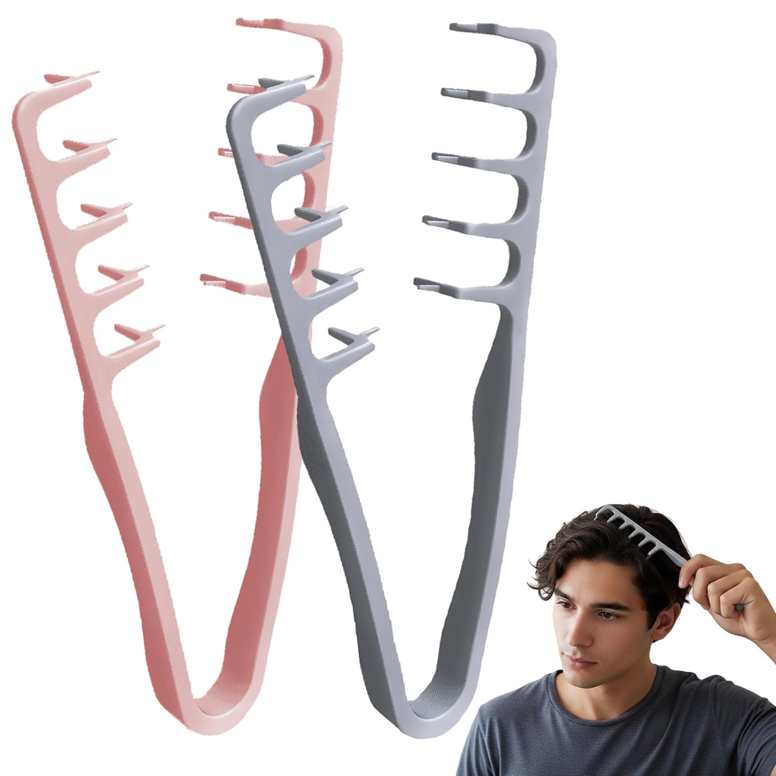 Styling Kamm mit Textur Comb,2 Stück Textur Kamm,Volumizing Wide-Tooth Hair Styling Comb,Roots Volume Tool,Ideal für lockiges Haar,Volumen für Die Haarwurzeln Mit Ponyansatz Pflegen