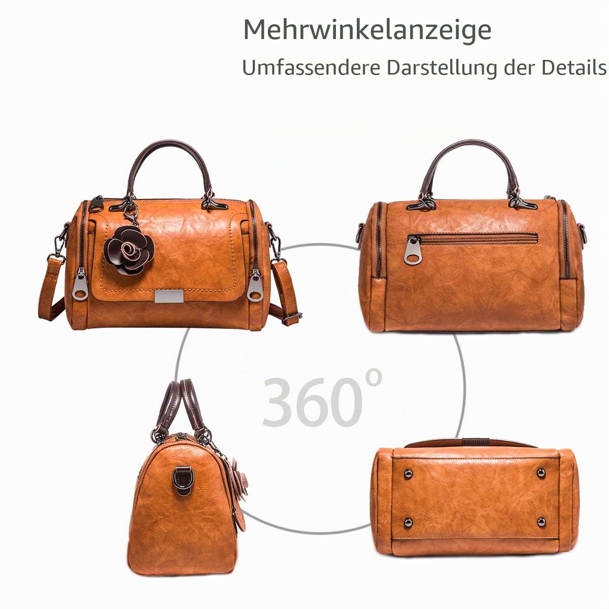 NICOLE & DORIS Damen handtaschen Leder Damen Schultertasche Blumen Henkeltasche Umhängetaschen für Damen Top Griff Retro Tasche