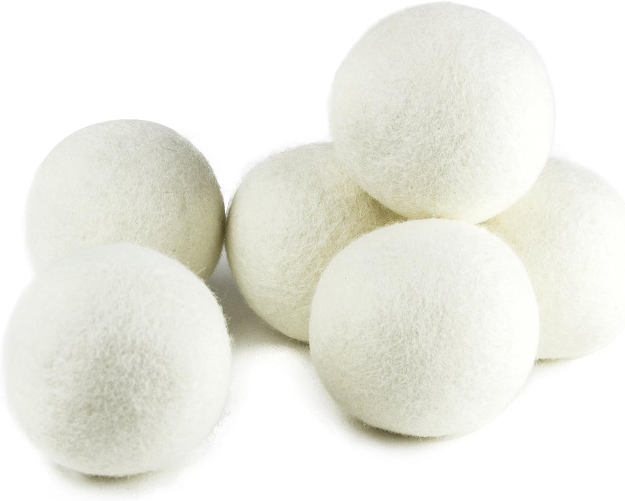 (Upgraded) SnugPad XL Size Wool Dryer Balls Natural Fabric Softener & 100% Organic Premium New Zealand Wool, Reduce Wrinkles & Save Time, Baby Safe & Hypoallergenic, White 6Count
