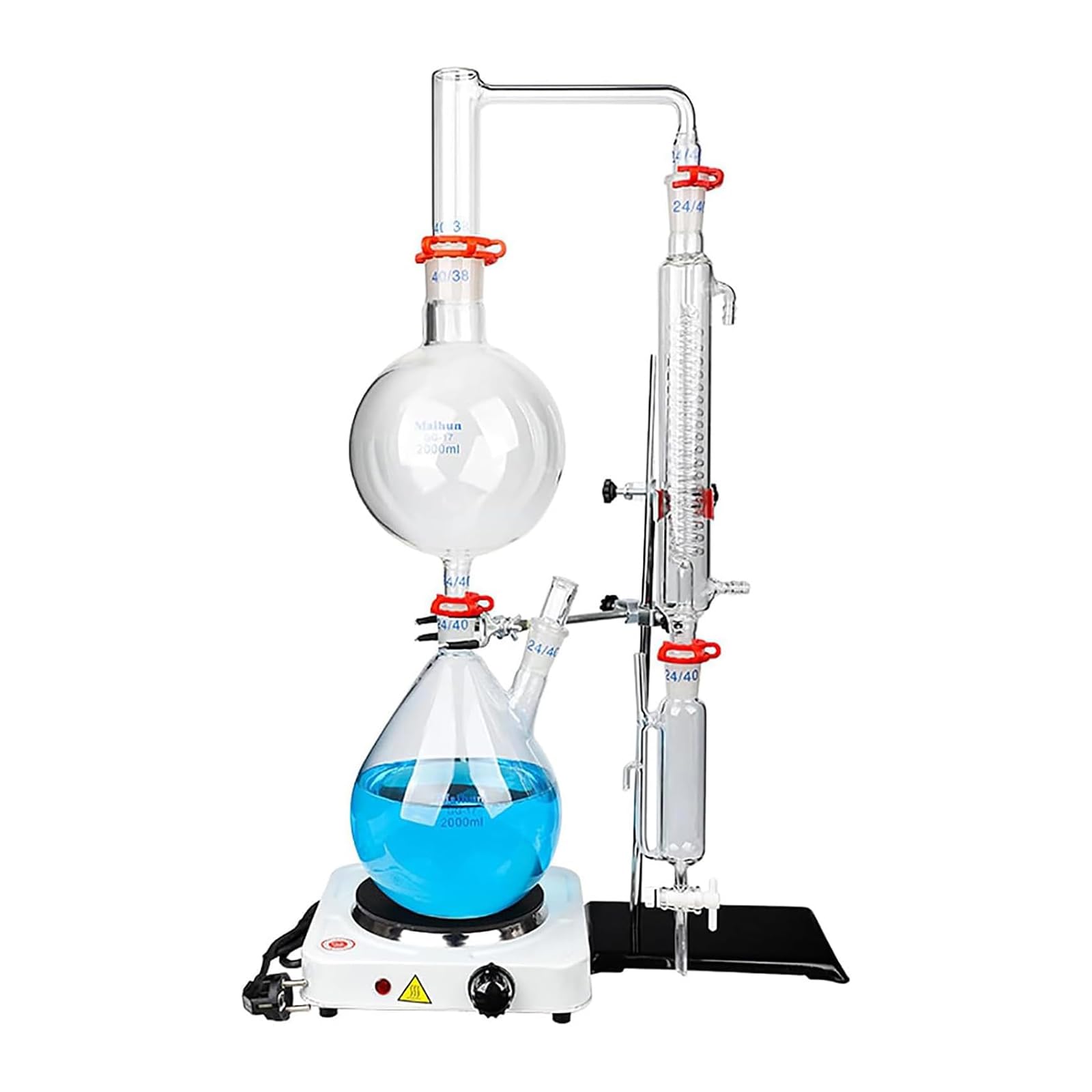 oiakus 2000ml Distiller Distillation Apparatus, Essential Oil Still Distiller with Hot Stove & Condenser for Essential Oils Extraction Kit in Lab, Temp Up to 500 Degrees