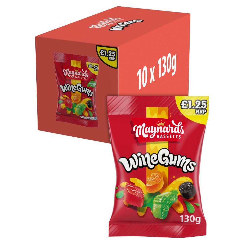 Maynards Bassetts Sweet Bags 10 x 130g (Wine Gums)