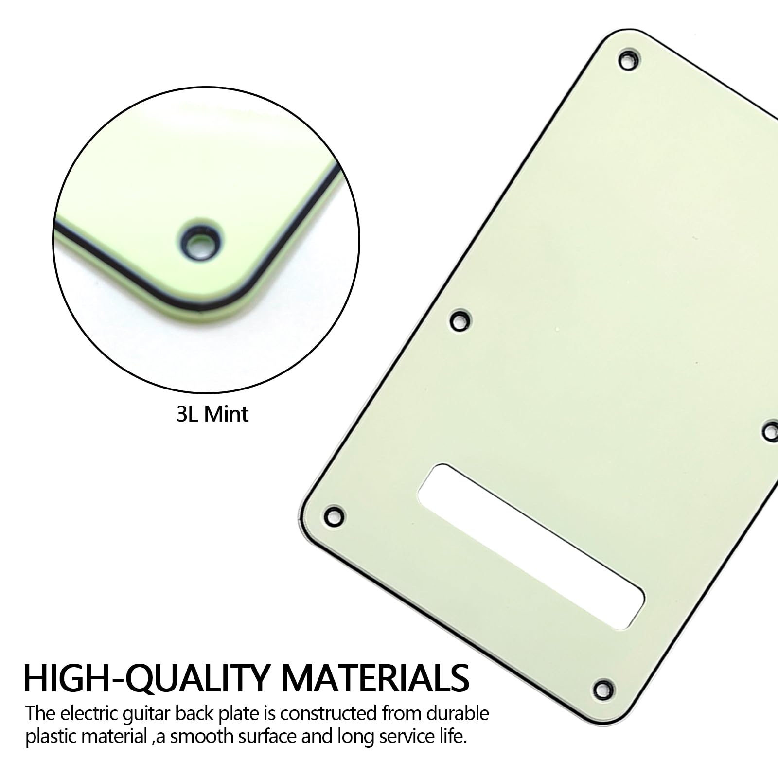 Musiin Electric Guitar Back Plate compatible with Strat/Stratocaster Tremolo Cavity Cover Tremolo Cover with Pickguard 6 Screws for Easy Installation (Mint) - Image 3
