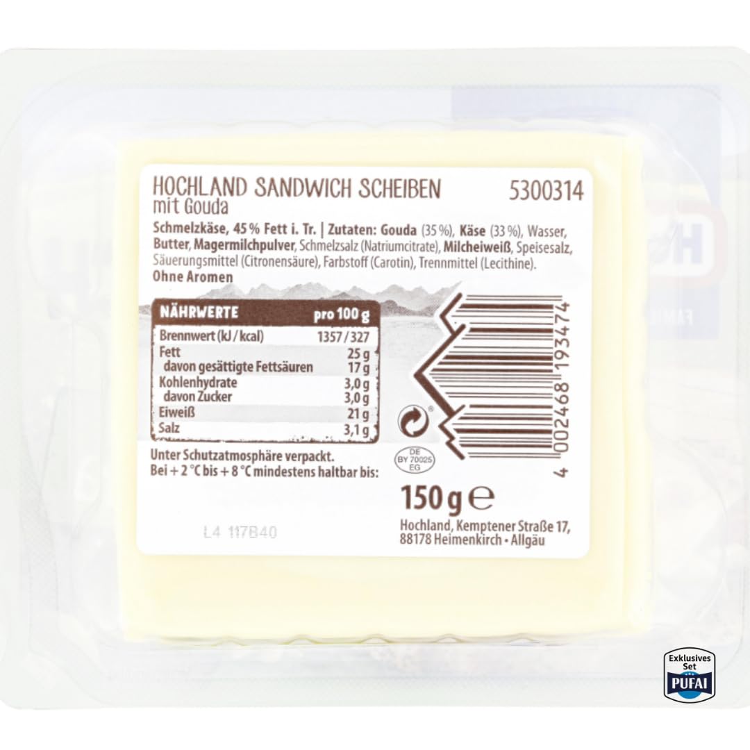 Käsescheiben mit Gouda – 150 g, 4er Pack | Mild & aromatisch | Ideal für Sandwiches, Toast & Burger