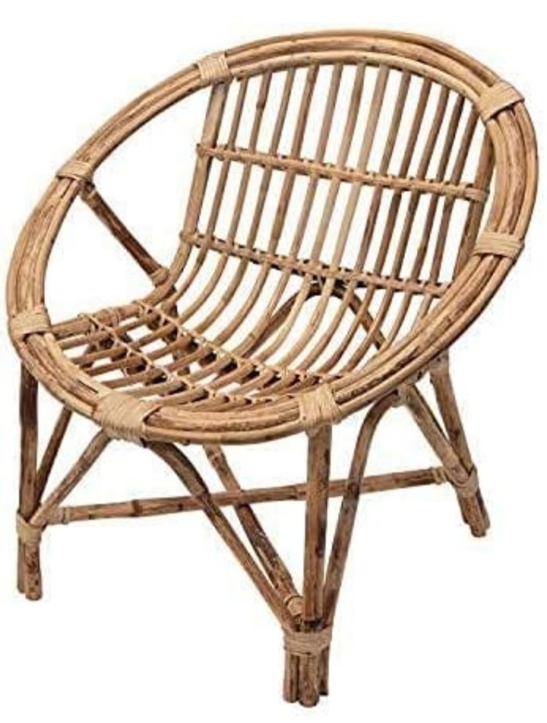 Madurai Famous Seller Handicraft Round Cane Kids Chair, Wooden Antique Style, Brown, Living Room Balcony Furniture for Kids-image-35