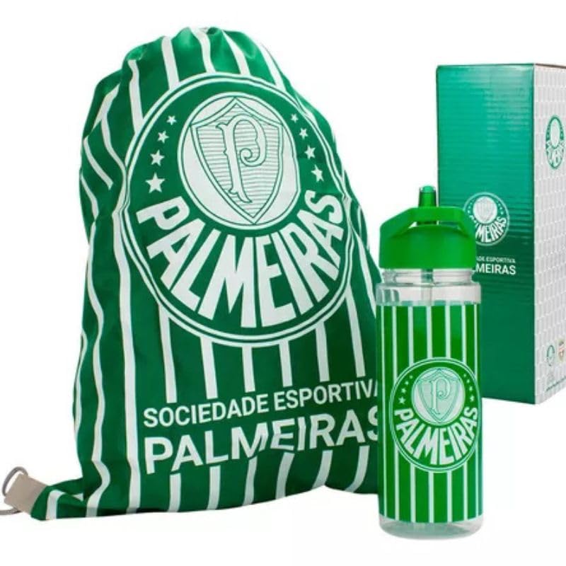 Garrafa Do Palmeiras Plástico 450ml Com Mochila Tipo Saco