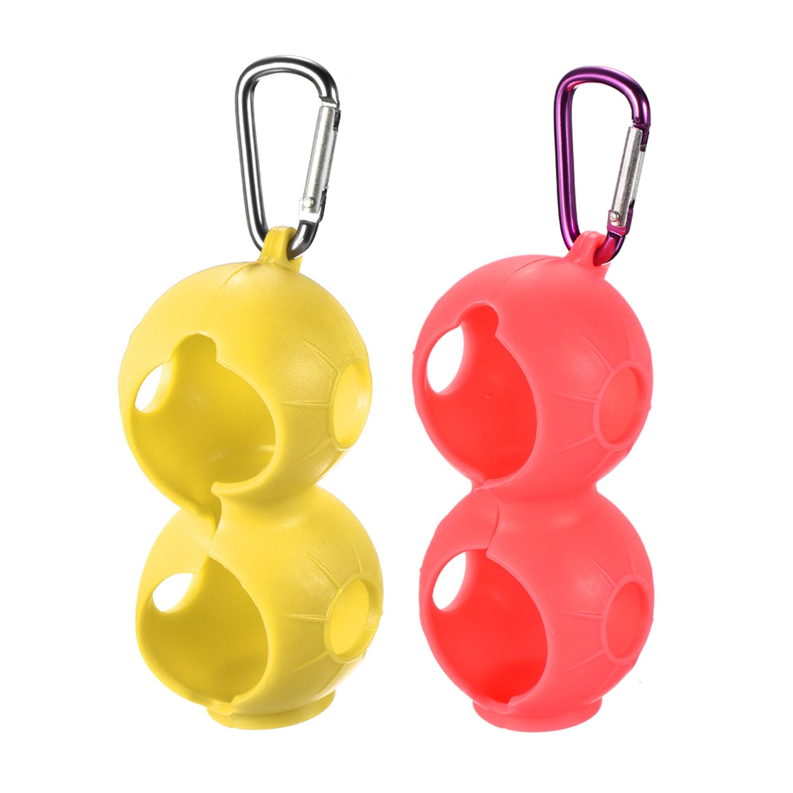 PATIKIL Golf Ball Holder, 2 Pack Silicone 2 Balls Carrier Protective Portable Sleeve with Buckle for Golf Bag Belt Pink, Yellow