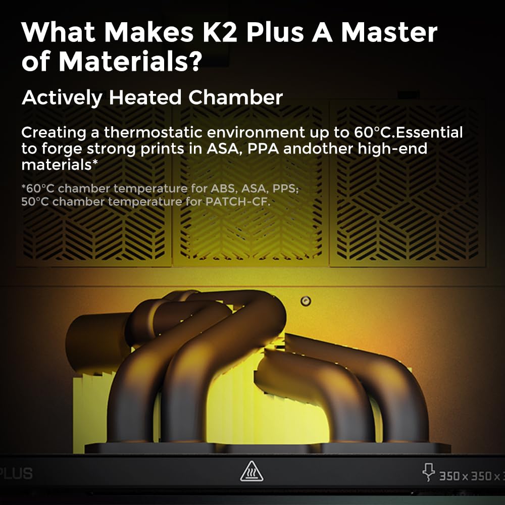 Creality K2 Plus 3D-Drucker, kompatibel mit mehrfarbigem Druck, der CFS benötigt, maximale Geschwindigkeit 600 mm/s, Servomotorsystem 350 ℃, Direktantrieb Extruder