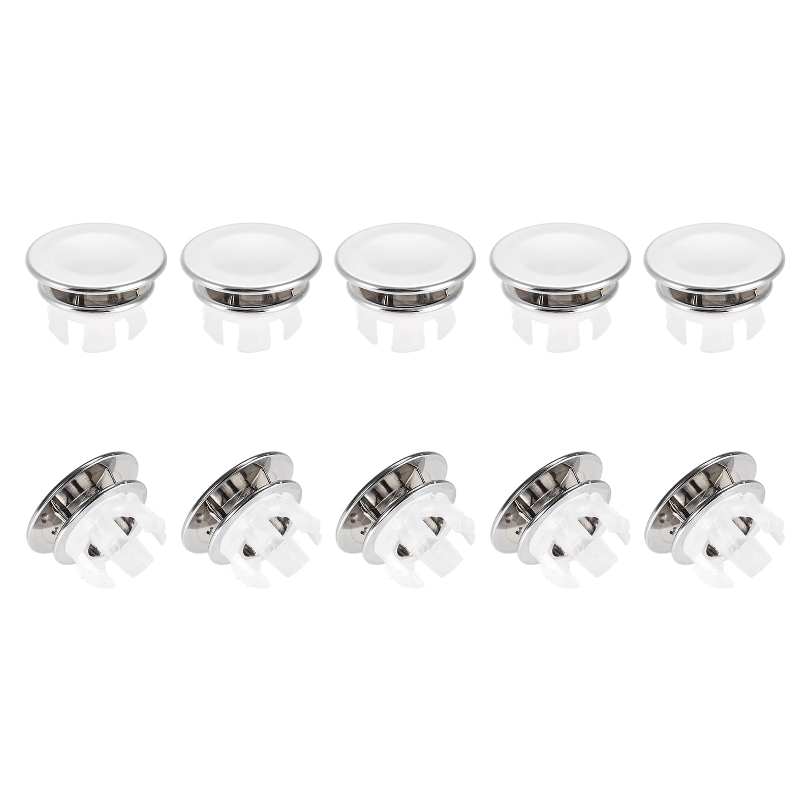 DTGN33x20mm(DxT) Sink Overflow Cover - 12Pack - Good for Bathroom Kitchen Sink - Plastic Basin Trim Insert in Hole Round Caps - Silver Tone