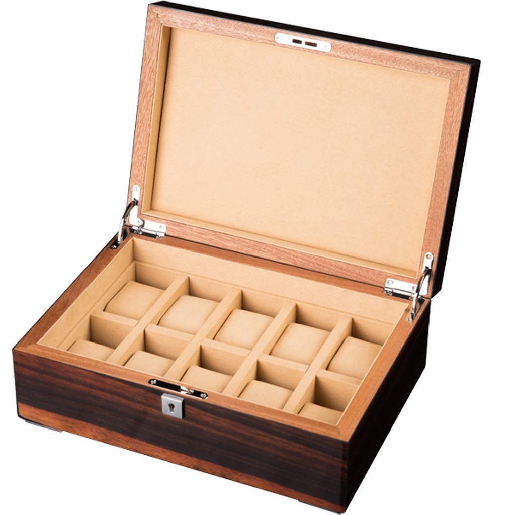 HVMBEUGOS Watch Display Storage Box 10-Slot Luxury Case Display Storage Box Lockable Detachable Mat Jewellery Trinket Box Display Case With Keepsake Size:31.5x21.8x12cm