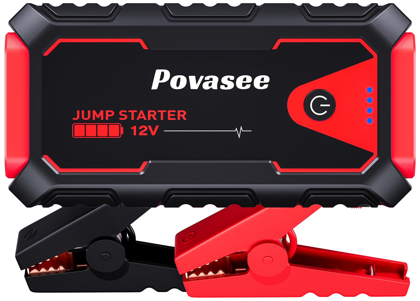 Povasee Starthilfe Powerbank, 5000A Auto Starthilfe für 12V Fahrzeuge (Bis zu 10L Benzin/8L Diesel), Starter Powerbank mit LED, 2 Schnelllade USB Ausgänge, Batterie Jump Starter mit Starthilfekabel