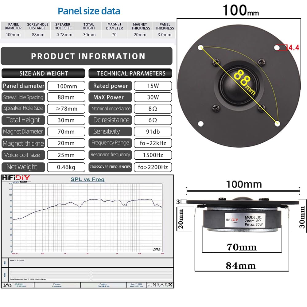 HIFIDIY LIVE 2PCS HiFi 4 inch Tweeter Speaker Unit 25-core Black Silk Membrane 8OHM 30W Home Film Treble Loudspeaker B1-100