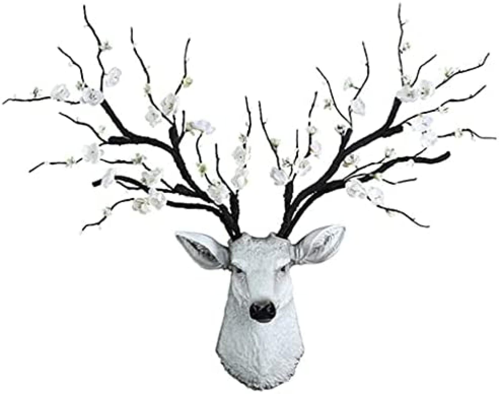 Deer Head Wall Decor Vintage Stag Head Wall Mount Environmentally Friendly Resin White Stag Ornament Wall Sculpture Animal Wall Art Suitable For Bedroom, Living Room, Bar