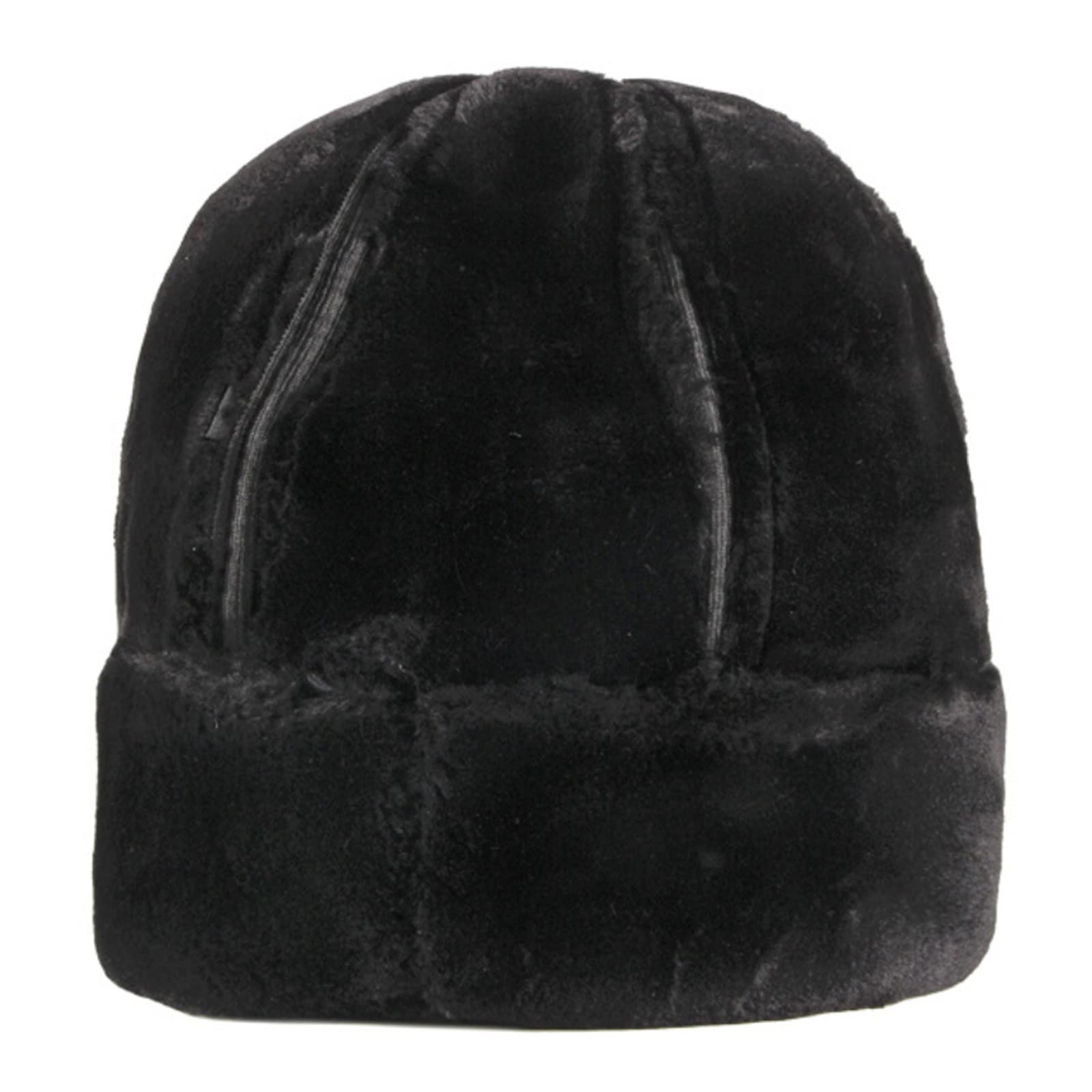 Gruba ciepła czapka zimowa Męska czarna czapka z podszewką z wełny (Color : Black, Hat Size : 58-59cm)