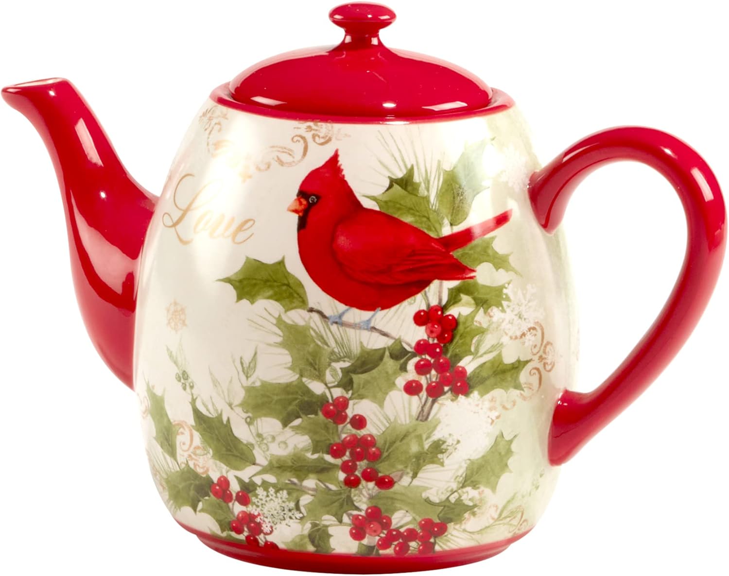 Certified International Winter's Medley Teapot, 40 oz, Multicolor