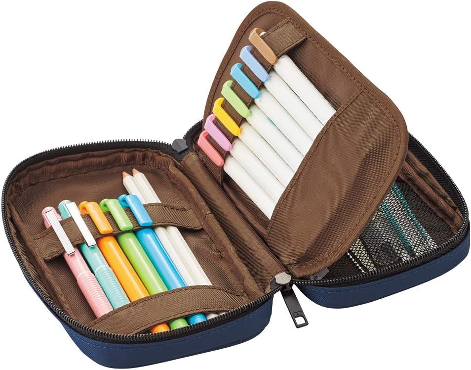 Image of LIHITLAB Large Capacity Zipper Pencil Case For School Office College, Big Capacity 4 Compartments Pencil Bag Holder Adults Teen Boys Girls, Travel Cosmetics Storage, Navy Camo (A7551-132)