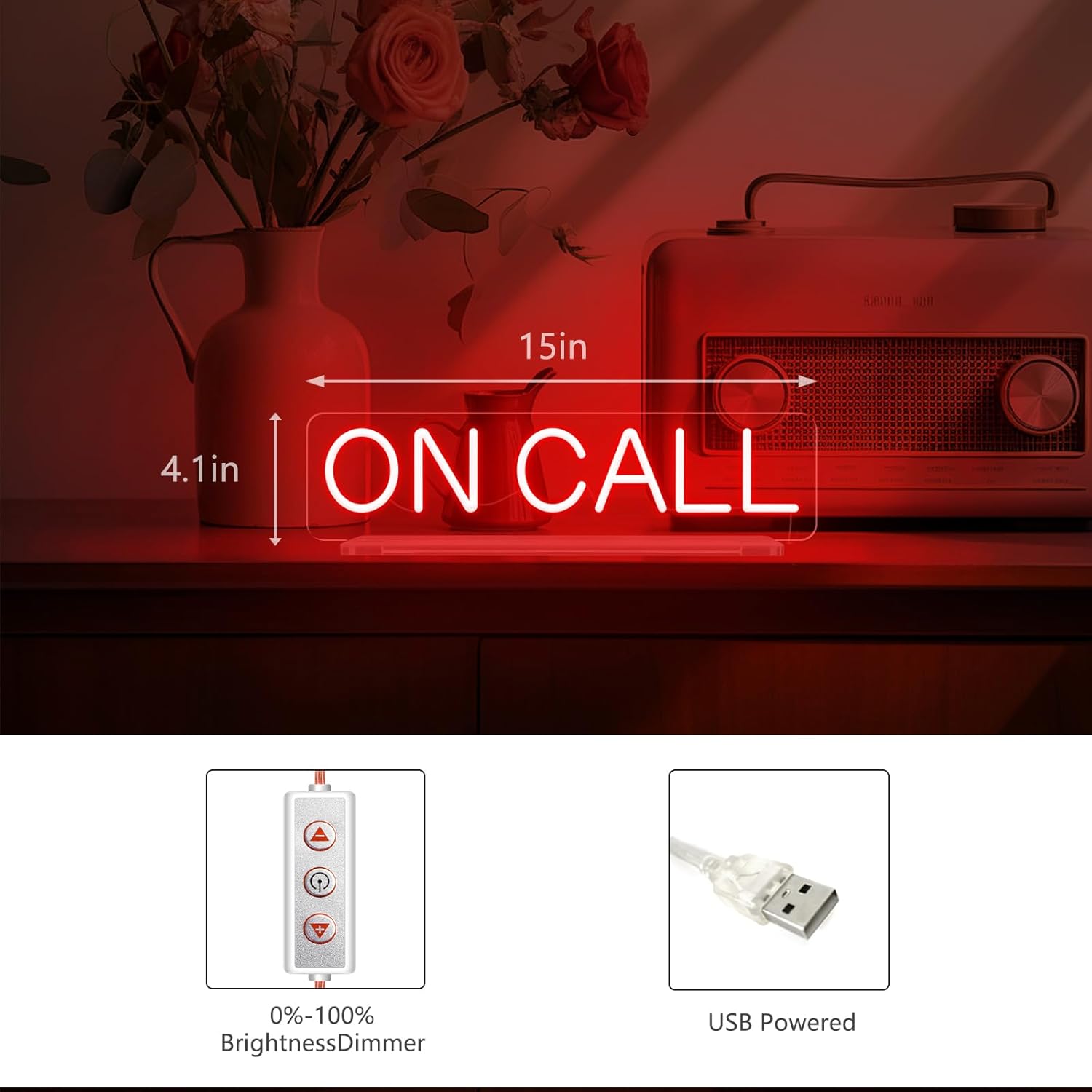 On Call Neon Sign, On a Call Sign for Office, On Call With Stand Tabletop Quiet LED Sign Light, Video Call In Progress Don't Disturb Sign Quiet Zoon Desk Sign, For Office, Game Room, Live House