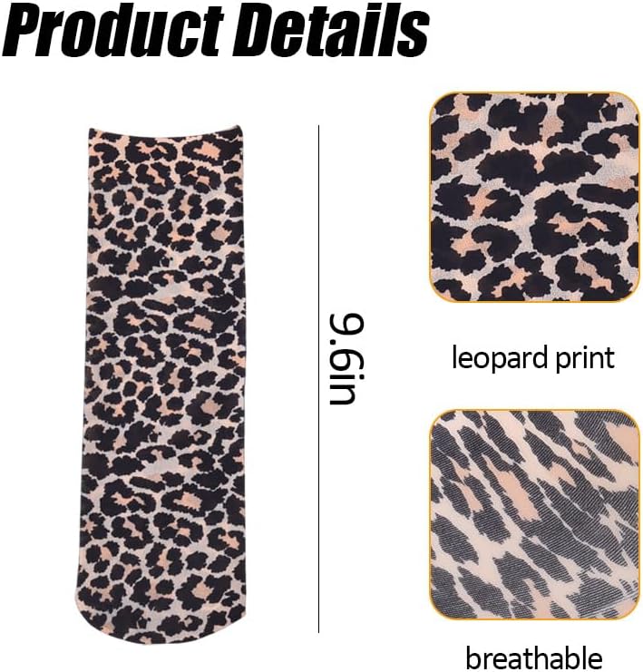 Leopard Ankle Socks for Women Leopard Print Socks Lightweight Casual Crew Socks for Women Fashion Thin Breathable Sock Woman No Sweat Leopard Print Crew Sock Animal Print 2 Pairs - Image 4