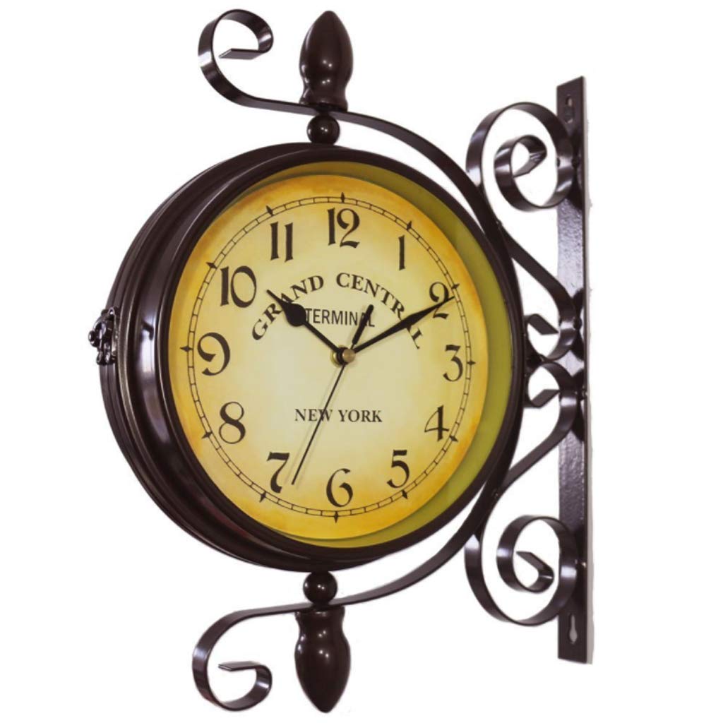 Mentin Horloge de Gare Double Face - Station de Jardin Horloge Murale Extérieure Horloge Style de Antique Européen