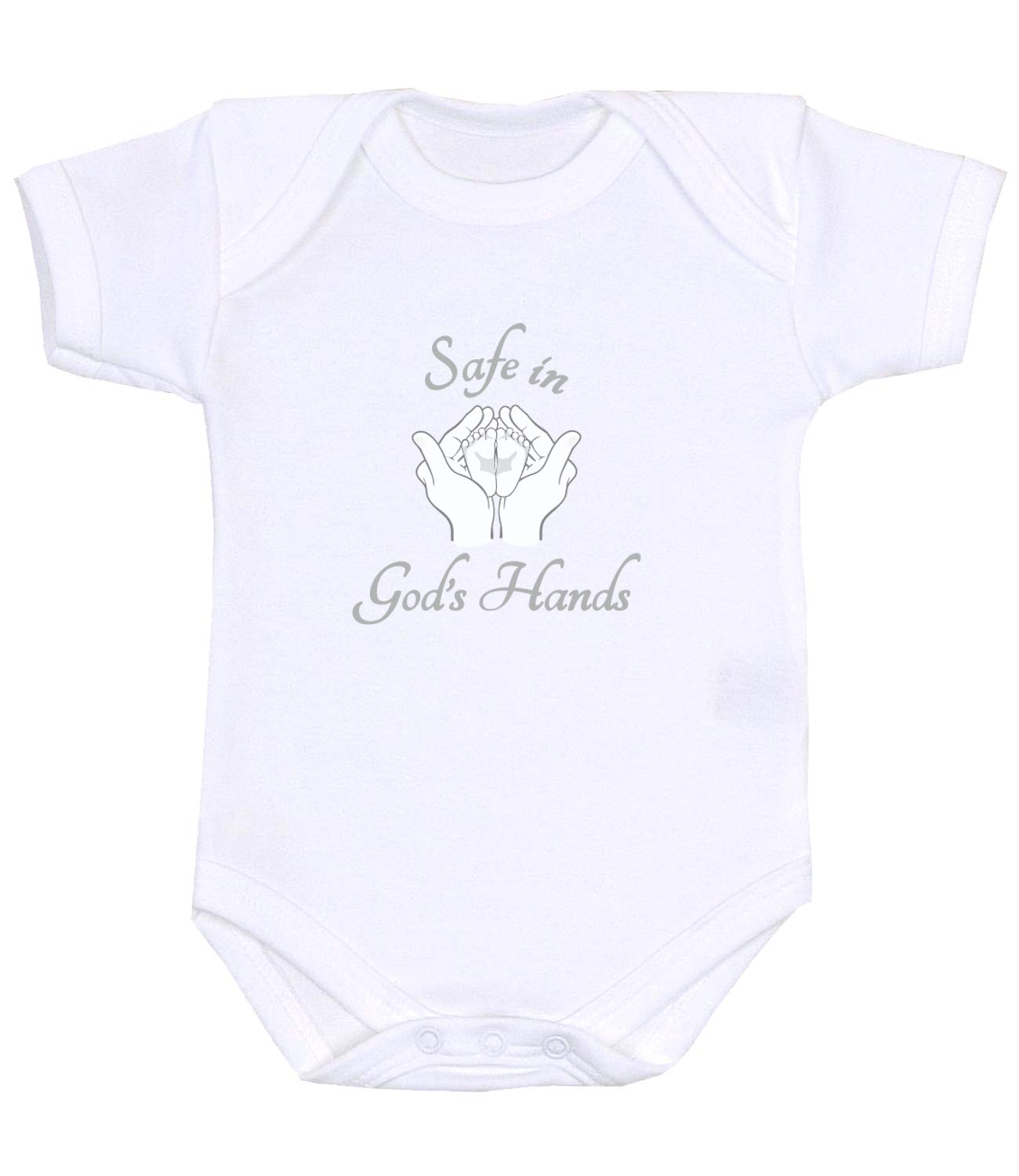 Babyprem Safe In God's Hands Baby Bodysuit Christian Faith God Clothes 9-12 Months