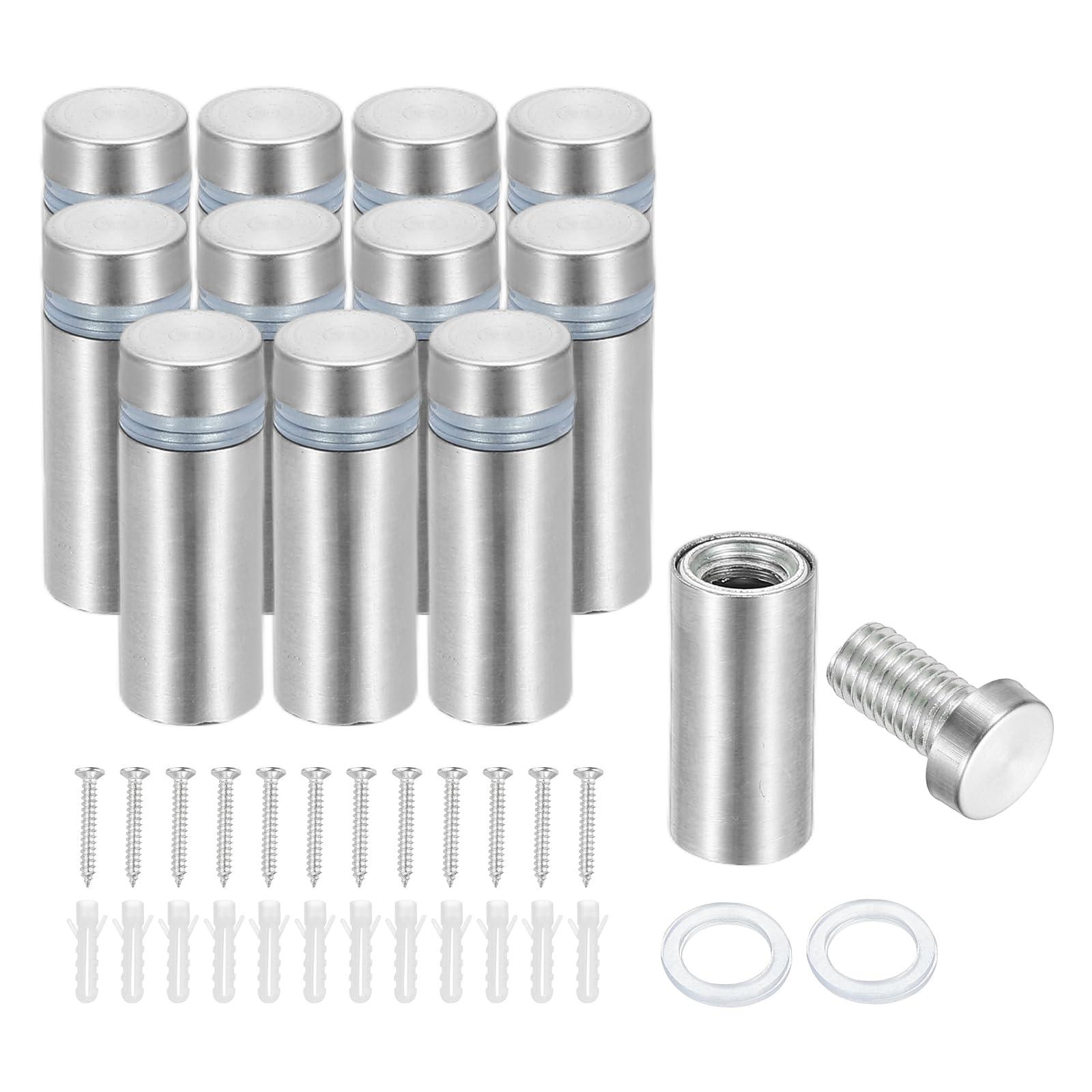 PATIKIL 1/2" x 1.2" Standoff Screws, 12 Pack Stainless Steel Wall Mount Sign Standoffs Mounting Hardware Advertising Nail for Hanging Acrylic Picture Frame, Silver