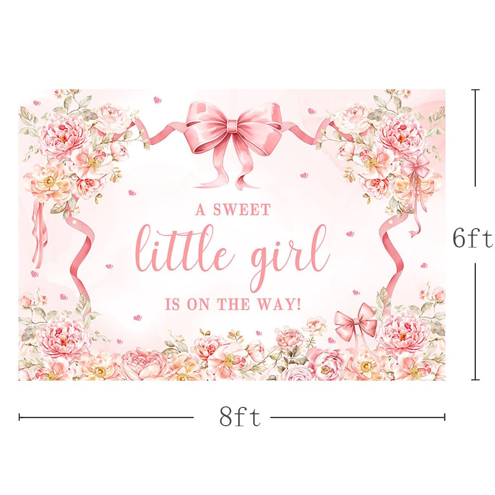 Fotohintergrund 'A Sweet Little Girl Is On The Way' – 210x150 Cm, Rosa Babyparty-Deko
