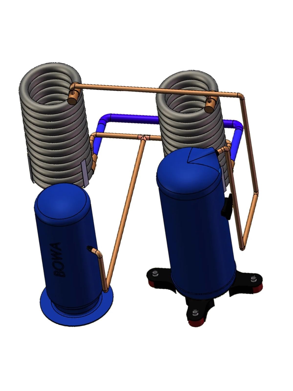 Intercambiador de calor, las bobinas o intercambiador de calor coaxial funcionan de manera muy eficaz como condensadores de refrigerante en calentadores de agua con bomba de calor o en los