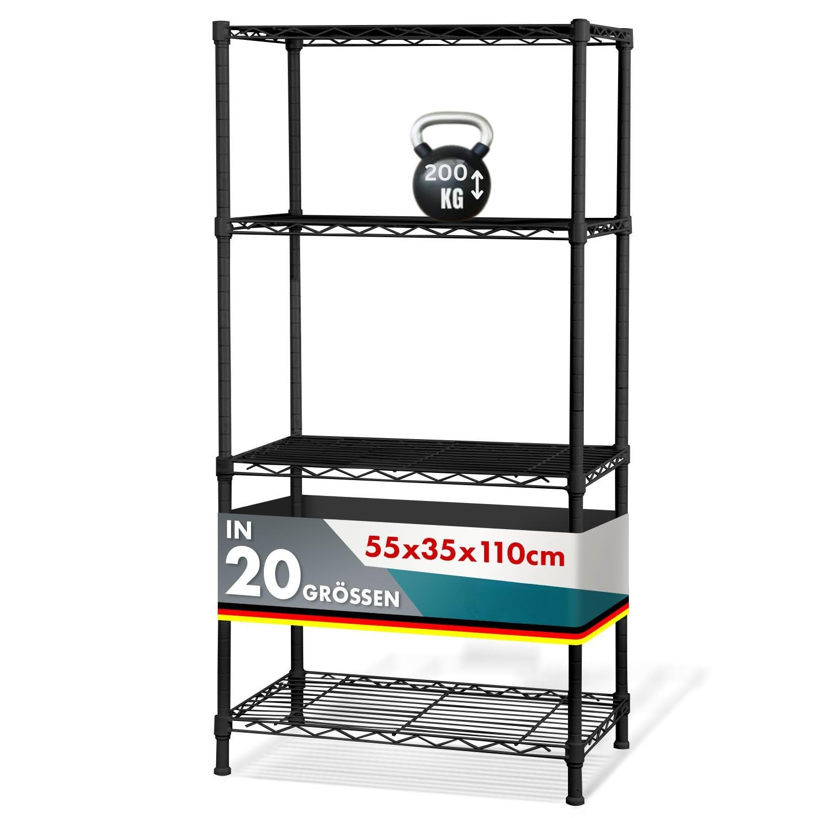casa pura® Metalen rek Rocky antraciet | decoratief & robuust schroefrek voor badkamer, keuken, kantoor, woon- en buitenruimtes | verschillende maten (5 planken - 55 (B) x 35 (D) x 140 (H) cm