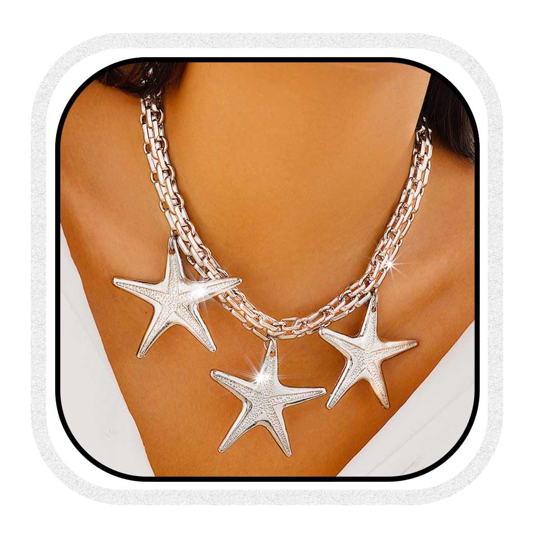 CLOACE Star Necklace Pendant Chunky Necklaces Cuban Chain Jewelry for Women