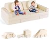 Kids Sofa Modular Kids Play Couch Kids Sofa Bedroom and Playroom Furniture for Toddlers Convertible Foam (Set of 14 - Beige)