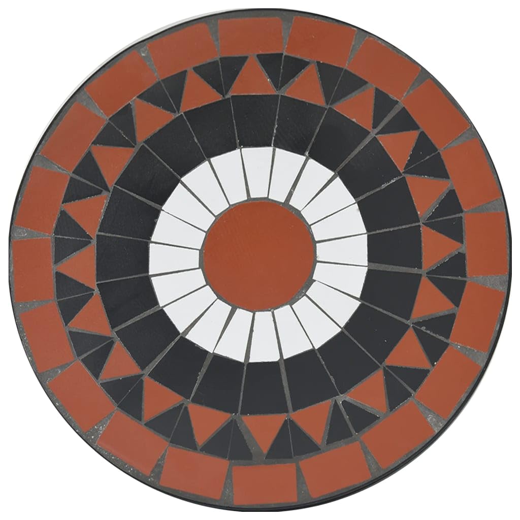 Tavolino da Bistrot Mosaico Ceramica Terracotta Bianco 50x70cm | Tavolo rotondo per terrazzo e veranda con piano decorato stabile e struttura in metallo facile da montare.