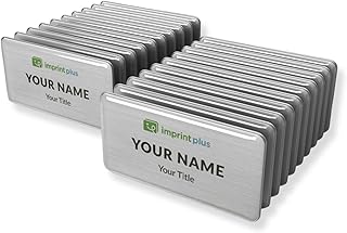 The Mighty Badge 1.5" x 3" Reusable Metal Name Tags | 20 Badge Kit with Laser Printable Insert Sheets, Magnetic Name Tag Backs & Protective Lens Covers | Silver | Print, assemble & swap magnetic name tags in minutes. No reorders needed.