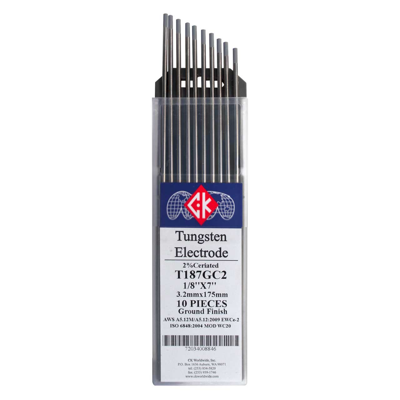 CK T187GC2 2% Ceriated Tungsten Electrode 1/8