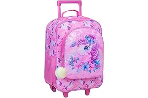 Kids Luggage for Girls, Travel Luggage Rolling with Wheels and Dinosaur Unicorn Design