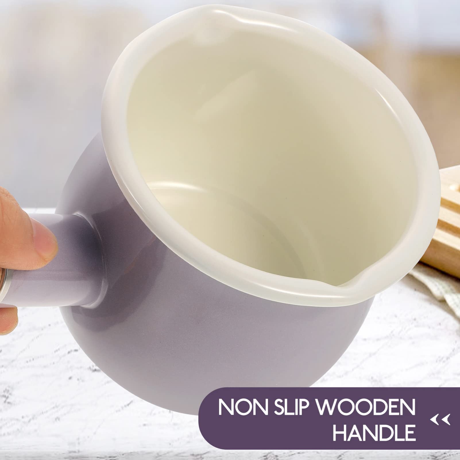 SDdPulse Olla esmaltada pequeña para salsa, olla de sopa, olla para pasta, calentador de leche, olla para ramen para el hogar, cocina, color blanco